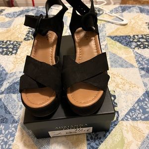 Black wedge heels perfect condition